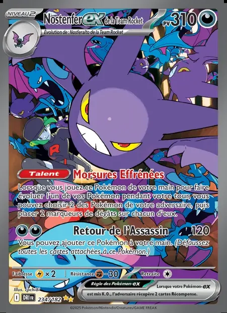 Nostenfer-ex de la Team Rocket, carte Pokémon DRI 234 — extension Rivalités Destinées