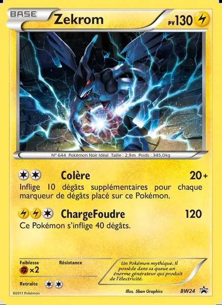 Zekrom, carte Pokémon BW 24 — extension Promo BW