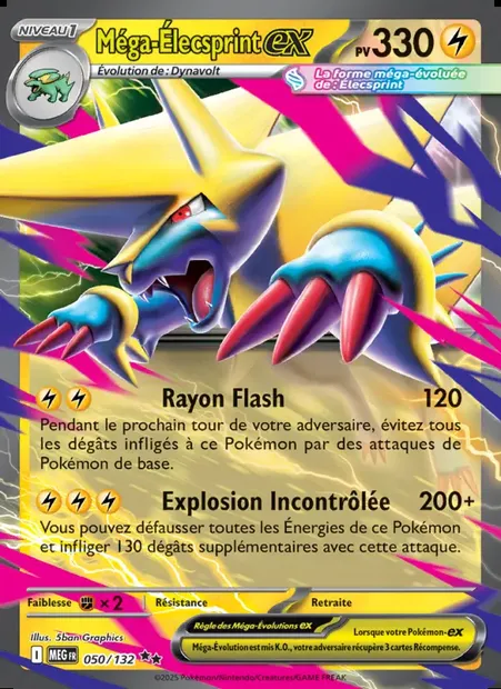 Méga-Élecsprint-ex, carte Pokémon MEG 050 — extension Méga-Évolution