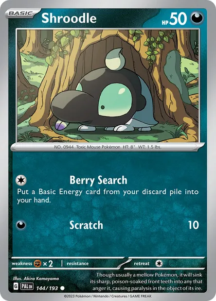 Shroodle, Pokémon card PAL 144 — Paldea Evolved set