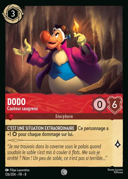 Dodo - Conteur saugrenu, carte Disney Lorcana CH8-126 — extension Le Règne de Jafar