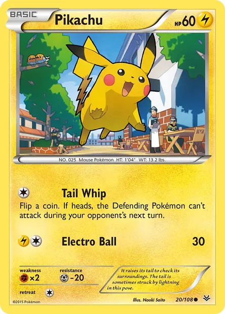 Pikachu, Pokémon card ROS 20 — Roaring Skies set