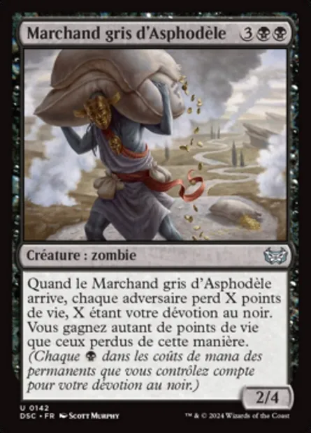 Marchand gris d'Asphodèle, carte Magic DSC 142 — extension Duskmourn: House of Horror Commander
