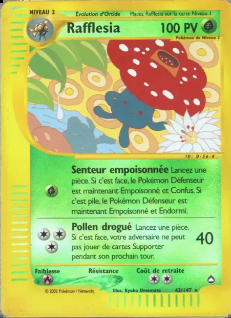 Rafflesia, carte Pokémon AQ 43 — extension Aquapolis
