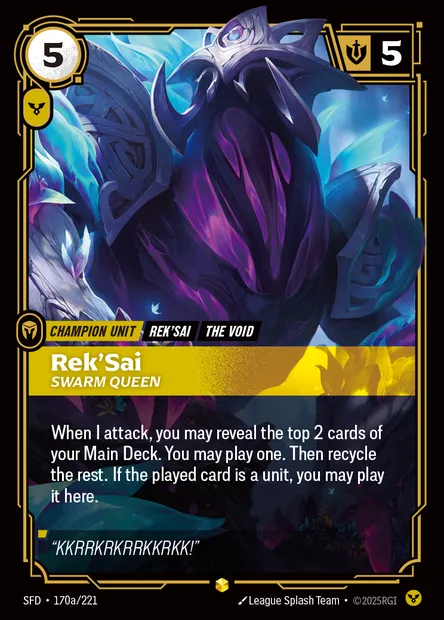 Rek'Sai, Riftbound card SFD 170a — Spiritforged set
