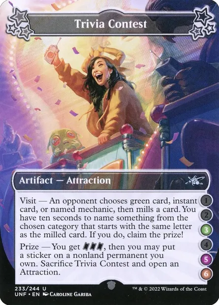 Trivia Contest, carte Magic UNF 233e — extension Unfinity