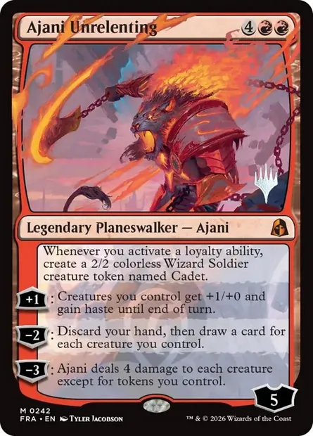 Ajani implacable, carte Magic PFRA 242p — extension Reality Fracture Promos