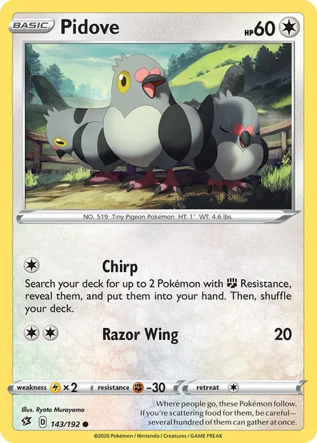 Pidove, Pokémon card RCL 143 — Rebel Clash set
