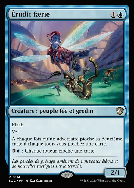 Érudit færie, carte Magic SOC 114 — extension Secrets of Strixhaven Commander