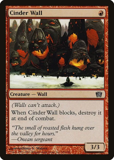 Mur de cendres, carte Magic 8ED 182★ — extension Huitième Edition