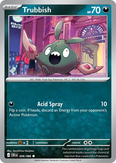 Trubbish, Pokémon card CRI 056 — Chaos Rising set