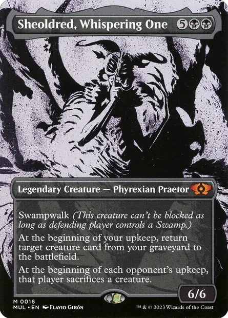 Sheoldred, Whispering One, Magic card MUL 16 — Multiverse Legends set