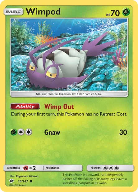 Wimpod, Pokémon card BUS 16 — Burning Shadows set