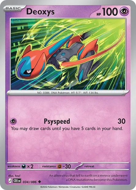 Deoxys, Pokémon card CRI 034 — Chaos Rising set