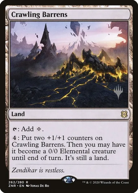 Crawling Barrens, Magic card PZNR 262p — Zendikar Rising Promos set