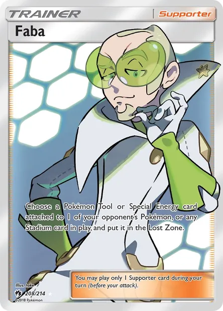 Faba, Pokémon card LOT 208 — Lost Thunder set