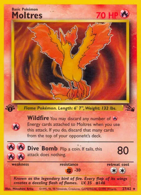 Moltres, Pokémon card FO 27 — Fossil set