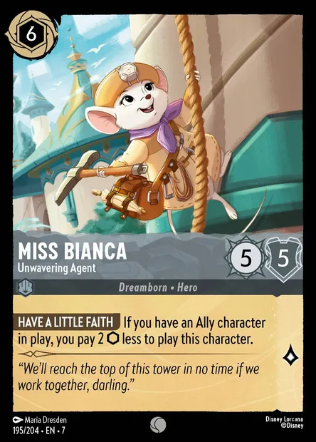 Miss Bianca - Unwavering Agent, Disney Lorcana card CH7-195 — Archazia's Island set