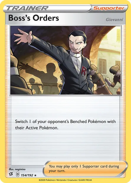 Boss's Orders (Giovanni), Pokémon card RCL 154 — Rebel Clash set