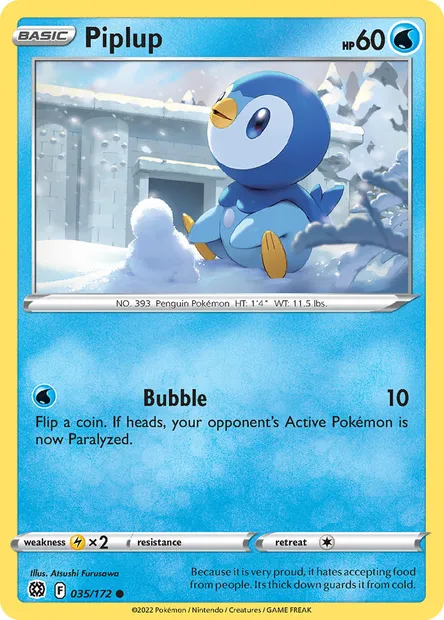 Piplup, Pokémon card BRS 035 — Brilliant Stars set