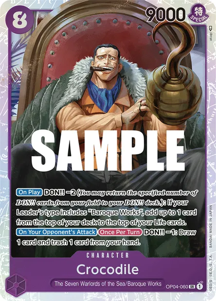 Crocodile, carte One Piece OP04-060 — extension KINGDOMS OF INTRIGUE