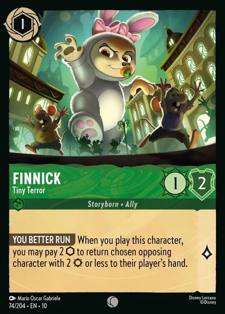 Finnick - Tiny Terror, Disney Lorcana card CH10-074 — Whispers in the Well set