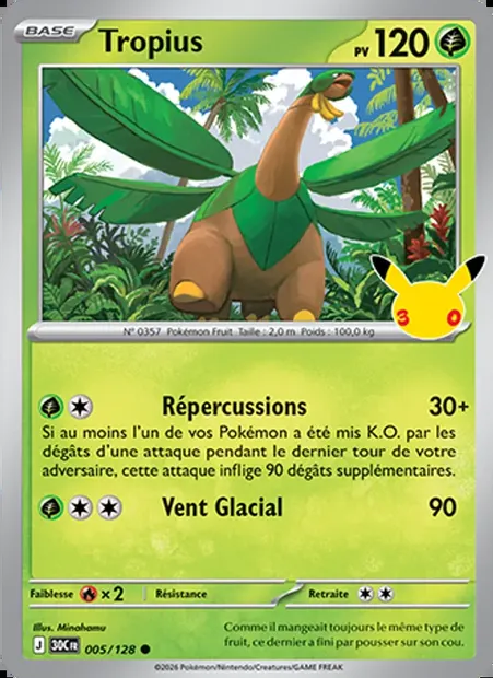 Tropius, carte Pokémon 30C 005 — extension 30ᵉ Anniversaire