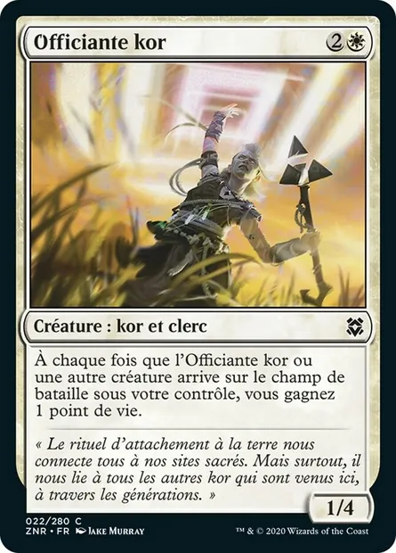 Officiante kor, carte Magic ZNR 22 — extension Renaissance de Zendikar