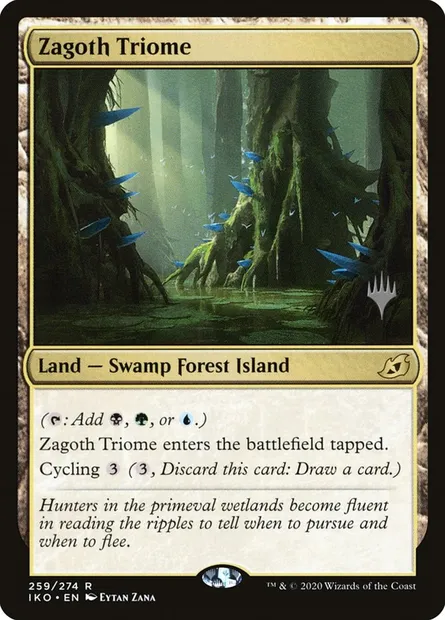Triome de Zagoth, carte Magic PIKO 259p — extension Ikoria: Lair of Behemoths Promos