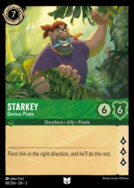 Starkey - Devious Pirate, Disney Lorcana card CH3-088 — Into the Inklands set