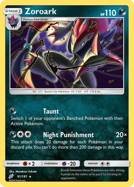 Zoroark, Pokémon card TEU 91 — Team Up set