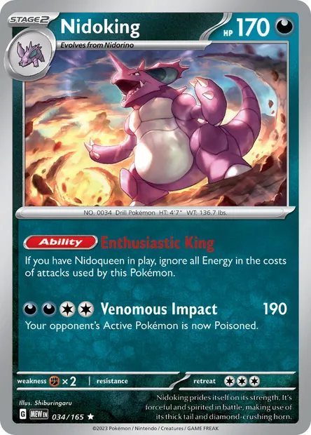 Nidoking, Pokémon card MEW 034 — 151 set