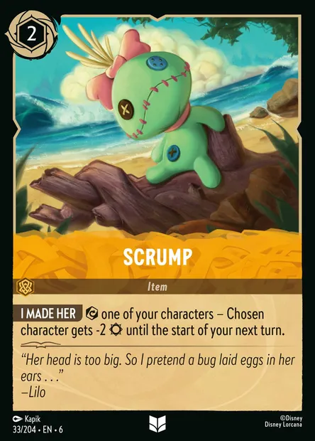 Scrump, Disney Lorcana card CH6-033 — Azurite Sea set