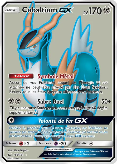 Cobaltium GX, carte Pokémon TEU 168 — extension Duo de Choc