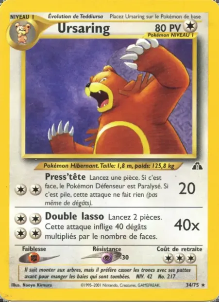 Ursaring, carte Pokémon ND 34 — extension Neo Discovery