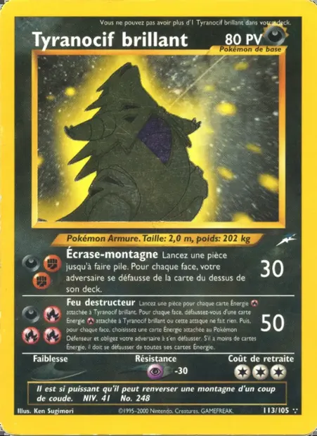 Tyranocif brillant, carte Pokémon NDE 113 — extension Neo Destiny