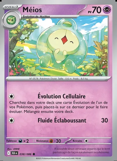 Méios, carte Pokémon BLK 038 — extension Foudre Noire