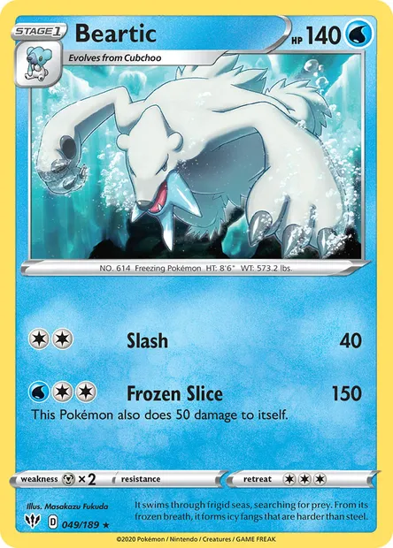 Beartic, Pokémon card DAA 49 — Darkness Ablaze set