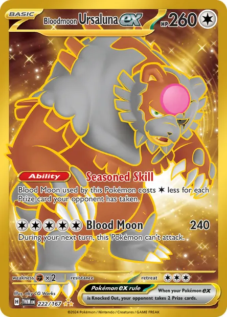 Bloodmoon Ursaluna ex, Pokémon card TWM 222 — Twilight Masquerade set