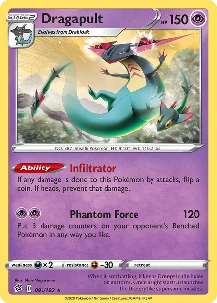 Dragapult, Pokémon card RCL 91 — Rebel Clash set