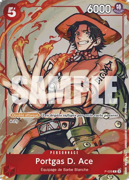 Portgas D. Ace, carte One Piece P-028 — extension Carte promo