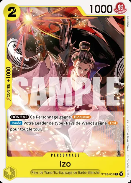 Izo, carte One Piece ST28-002 — extension VERT/JAUNE Yamato