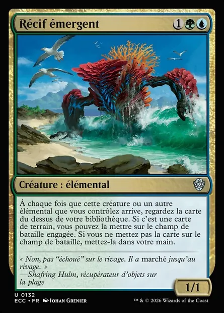 Récif émergent, carte Magic ECC 132 — extension Lorwyn Eclipsed Commander