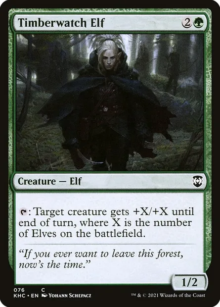 Timberwatch Elf, Magic card KHC 76 — Kaldheim Commander set