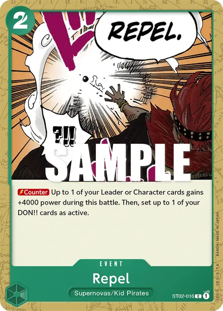 Repel, One Piece card ST02-016 — Worst Generation set