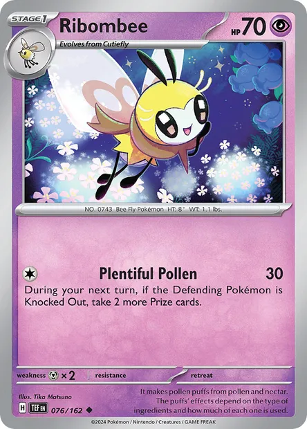 Ribombee, Pokémon card TEF 076 — Temporal Forces set