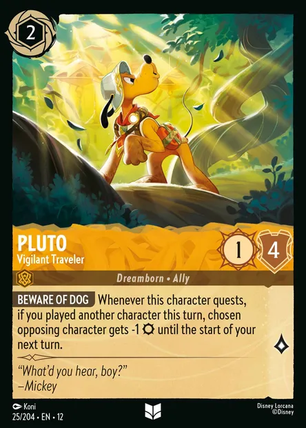 Pluto - Vigilant Traveler, Disney Lorcana card CH12-025 — Wilds Unknown set