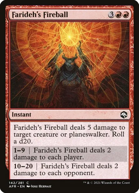 Farideh's Fireball, Magic card AFR 142 — Adventures in the Forgotten Realms set
