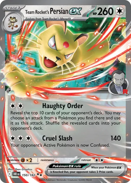 Team Rocket's Persian ex, Pokémon card DRI 150 — Destined Rivals set
