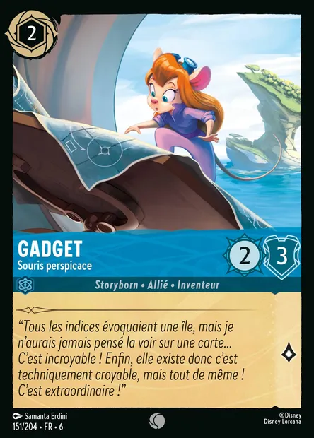 Gadget - Souris perspicace, carte Disney Lorcana CH6-151 — extension La Mer Azurite